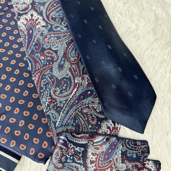 Lot of 9 vintage assorted blue green printed striped ties - Picture 5 of 9